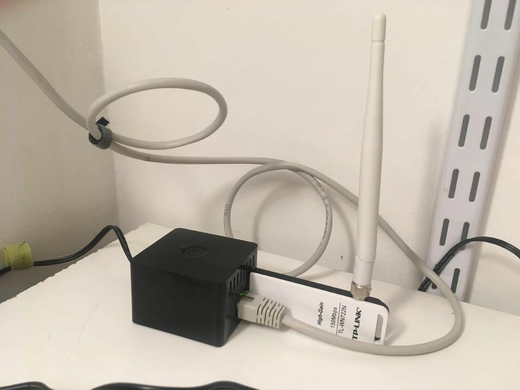 The Wi-Fi access point in its natural habitat.