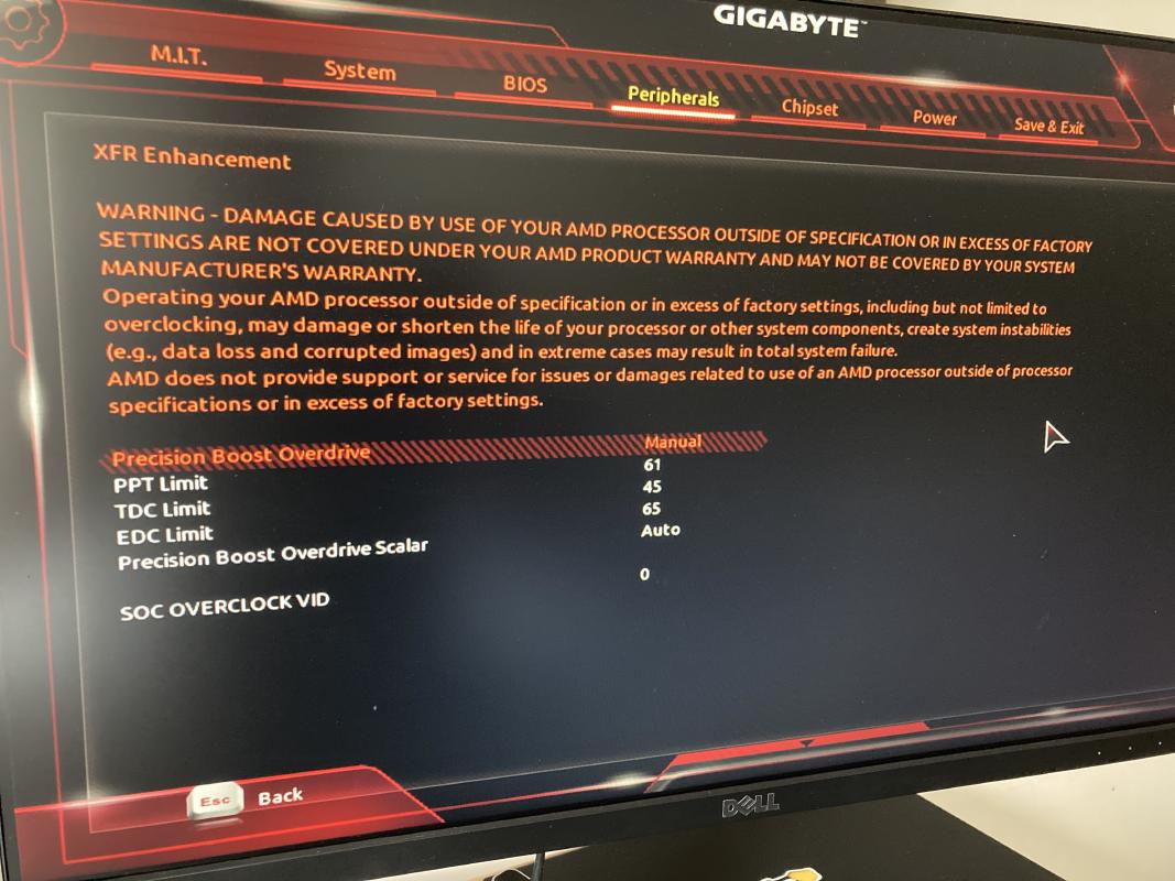 Precision Boost Overdrive settings that should result in a nice efficiency win. Target = 45W.