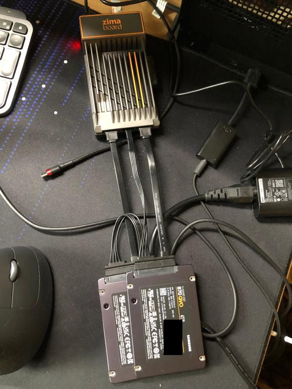 SATA Y-cable in action.