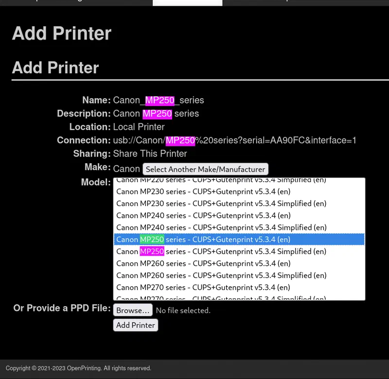 You should be able to find your printer in this view.
